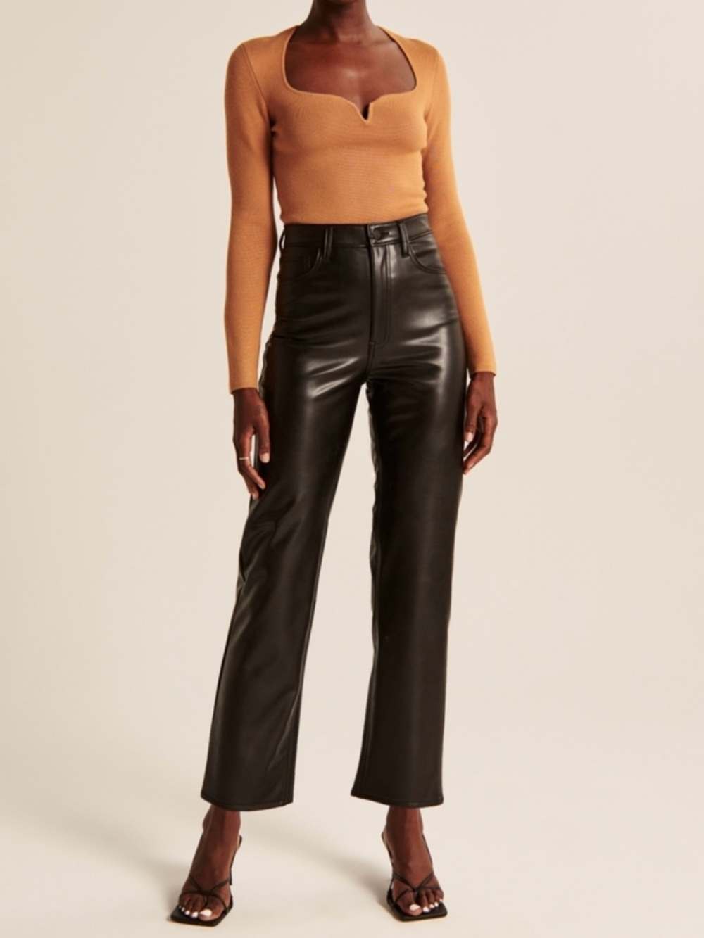 A&F Abercrombie & Fitch Vegan Leather Ankle Straight Pants NWT